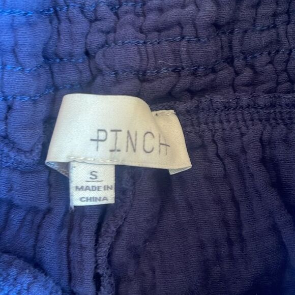 Pinch lounge pants Navy Blue 100% Cotton Wide Leg Pants Elastic Waist S - Picture 8 of 13